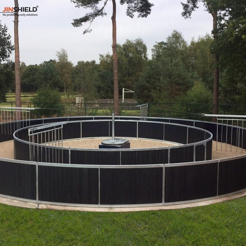 Outer perimeter panels of the 6 horse walker on a prepared surface